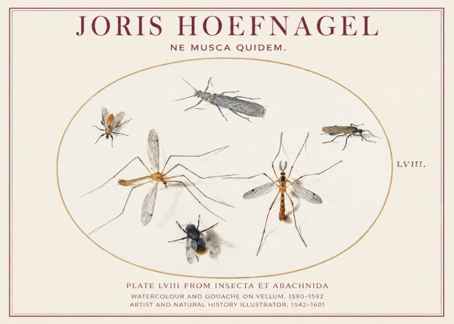 Joris Hoefnagel Plate Lviii from Insecta Et Arachnida No1 - Juliste