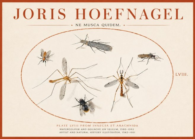 Joris Hoefnagel Plate Lviii from Insecta Et Arachnida No3 - Juliste