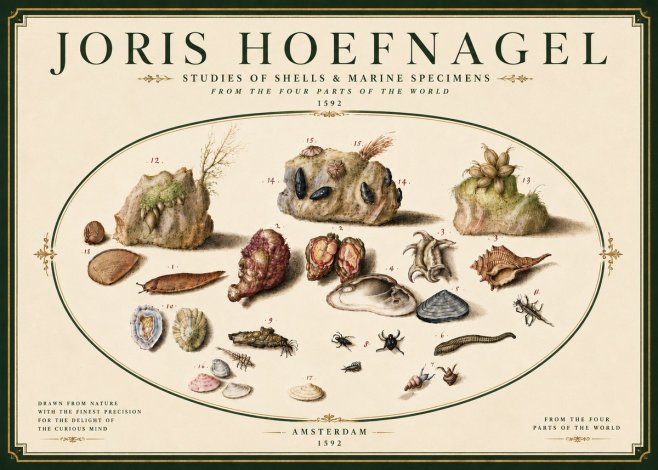 Joris Hoefnagel Studies of Shells & Marine Specimens No6 - Juliste