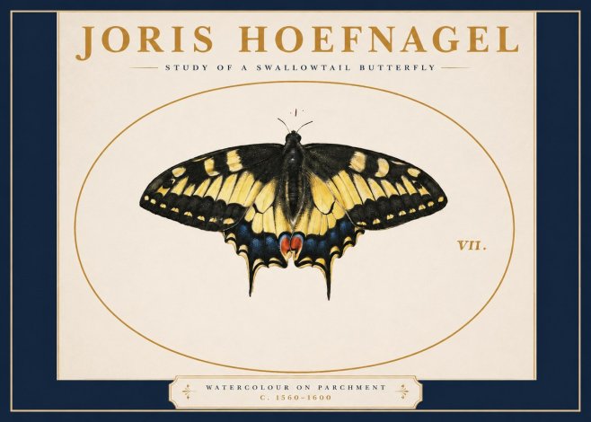 Joris Hoefnagel Study of a Swallowtail Butterfly No2 - Juliste