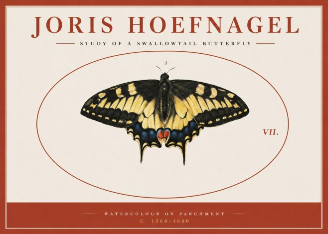 Joris Hoefnagel Study of a Swallowtail Butterfly No3 - Juliste