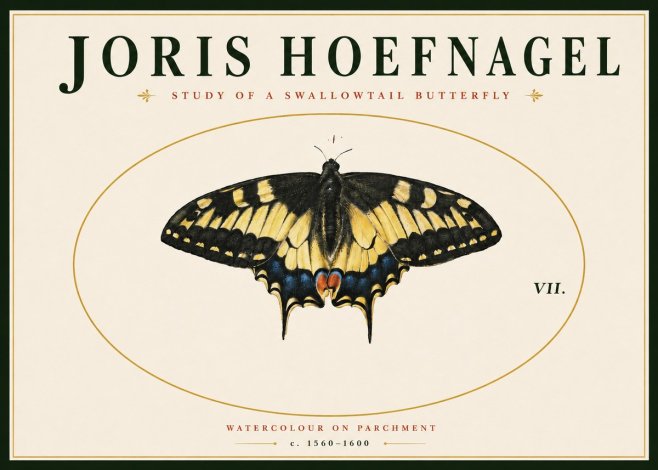 Joris Hoefnagel Study of a Swallowtail Butterfly No4 - Juliste