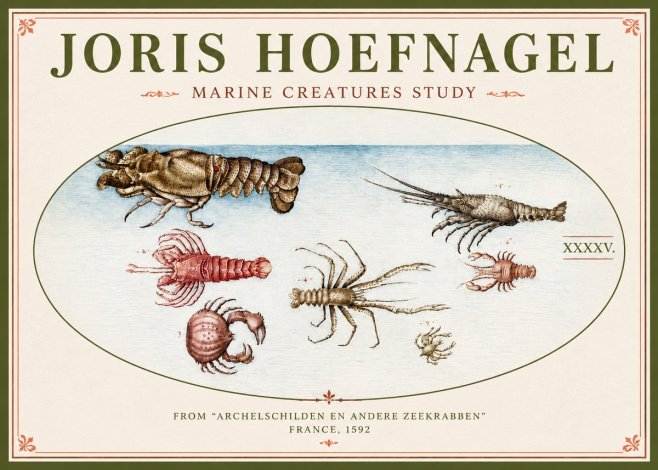 Joris Hoefnagel Studies of Crustaceans No5 - Juliste