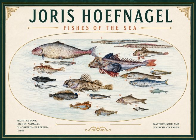 Joris Hoefnagel Fishes of the Sea III No6 - Juliste