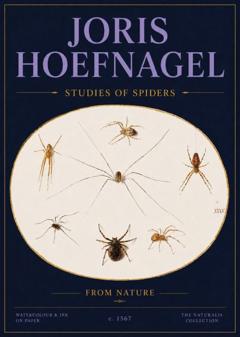 Joris Hoefnagel Studies of Spiders from Nature No4 - Juliste