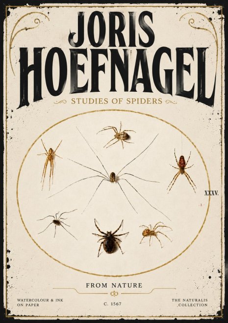 Joris Hoefnagel Studies of Spiders from Nature No5 - Juliste