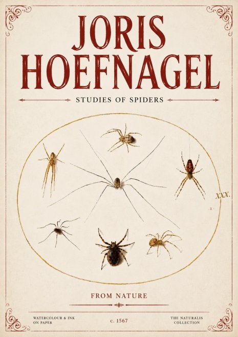 Joris Hoefnagel Studies of Spiders from Nature No6 - Juliste