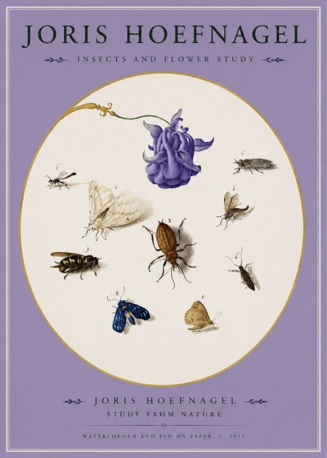 Joris Hoefnagel Studies of Insects and Flowers No3 - Juliste