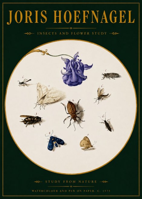 Joris Hoefnagel Studies of Insects and Flowers No4 - Juliste