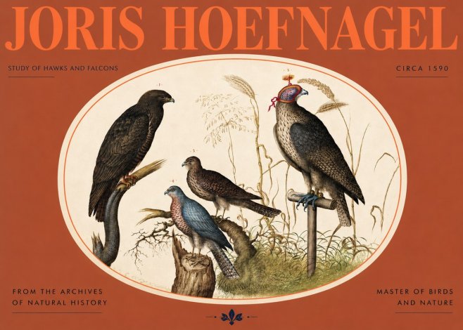 Joris Hoefnagel Studies of Hawks and Falcons No3 - Juliste
