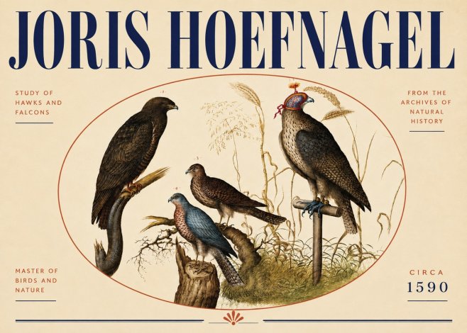 Joris Hoefnagel Studies of Hawks and Falcons No5 - Juliste