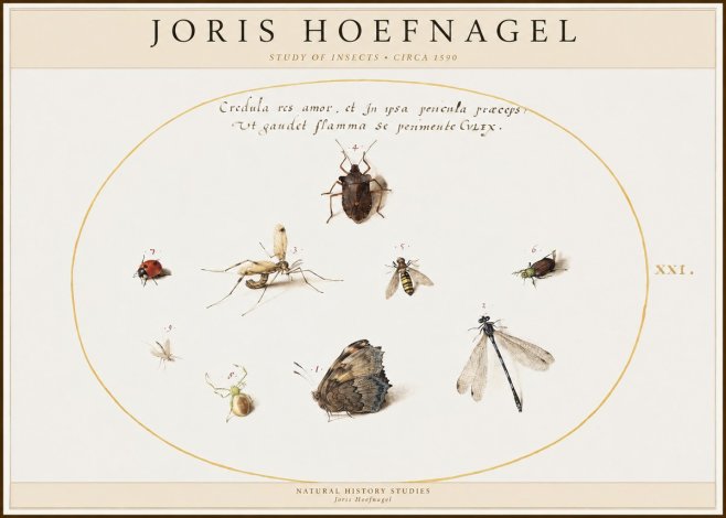 Joris Hoefnagel Study of Insects • Circa 1590 No1 - Juliste