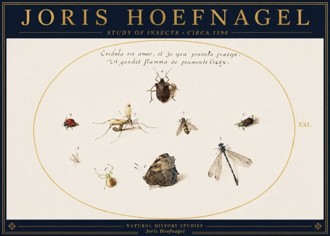 Joris Hoefnagel Study of Insects • Circa 1590 No4 - Juliste