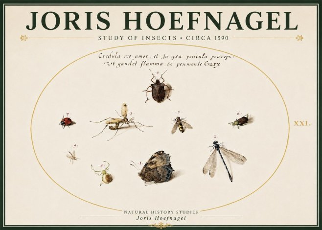 Joris Hoefnagel Study of Insects • Circa 1590 No5 - Juliste