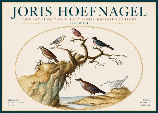 Joris Hoefnagel Vigilant Et Fact Suum Sicut Passer Solitarius in Tecto No6 - Juliste