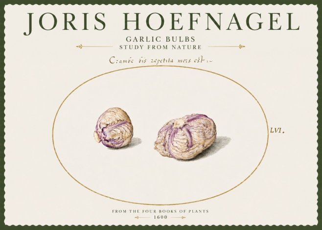 Joris Hoefnagel Garlic Bulbs Study from Nature No4 - Juliste