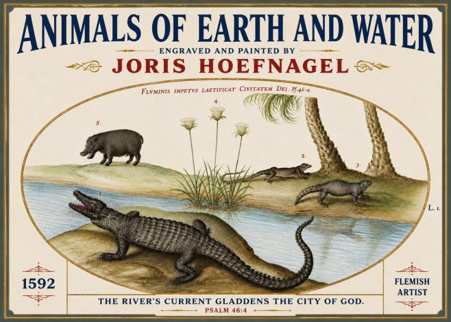 Joris Hoefnagel Animals of Earth and Water No6 - Juliste