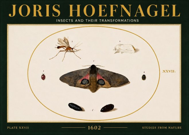 Joris Hoefnagel Insects and Their Transformations - Plate Xxvii No6 - Juliste