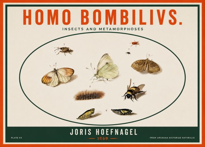 Joris Hoefnagel Homo Bombilivs. Insecta Et Metamorphoses No3 - Juliste