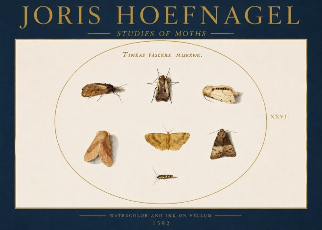 Joris Hoefnagel Studies of Moths II No4 - Juliste