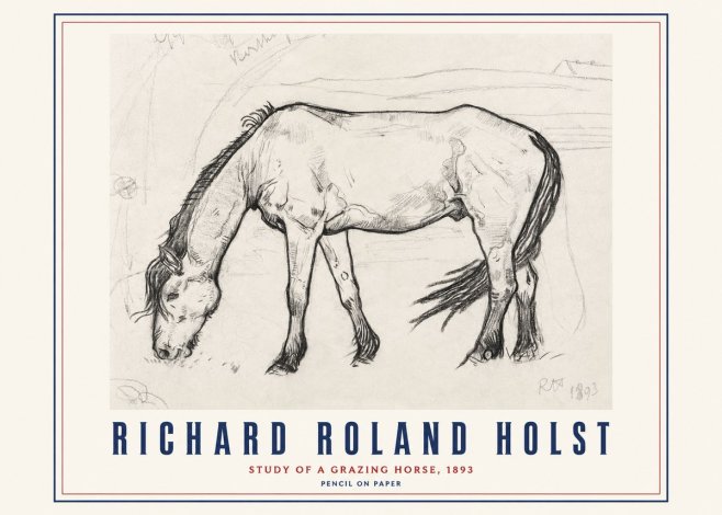 Richard Roland Holst Study of a Grazing Horse No3 - Juliste