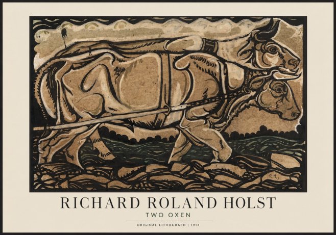 Richard Roland Holst Two Oxen No1 - Juliste