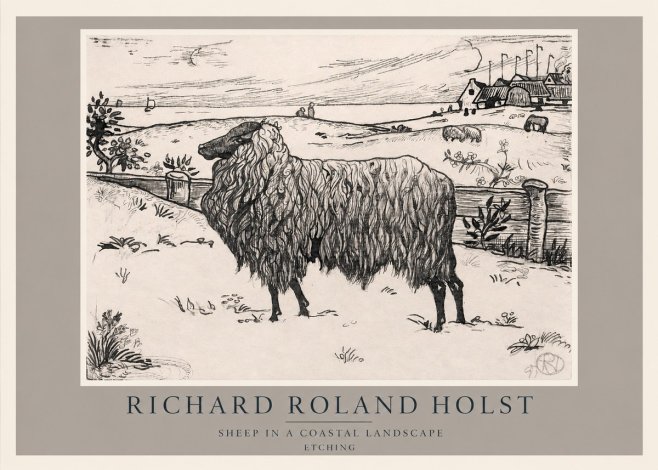 Richard Roland Holst Sheep in a Coastal Landscape No2 - Juliste