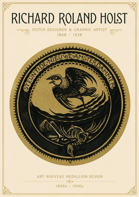 Richard Roland Holst Art Nouveau Medallion Design No3 - Juliste