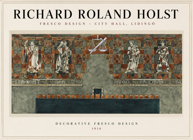 Richard Roland Holst Fresco Design - City Hall, Lidingö No1 - Juliste