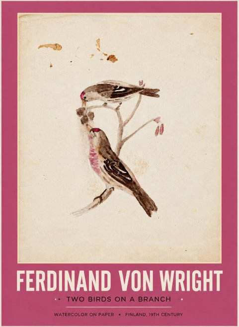 Ferdinand von Wright Two Birds on a Branch No2 - Juliste