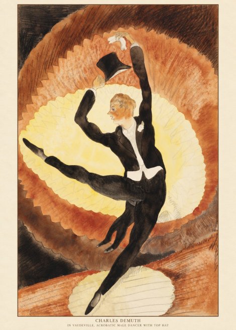 Charles Demuth In Vaudeville, Acrobatic Male Dancer with Top Hat No6 - Juliste