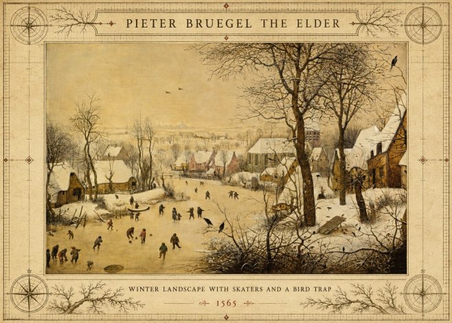 Pieter Bruegel Winter Landscape with Skaters and a Bird Trap No3 - Juliste