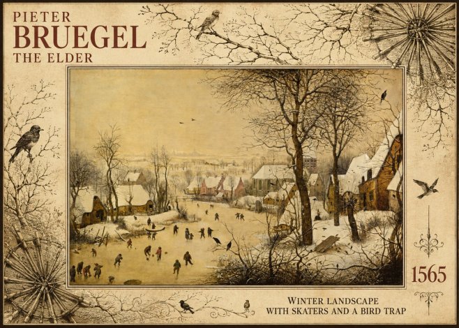 Pieter Bruegel Winter Landscape with Skaters and a Bird Trap No5 - Juliste