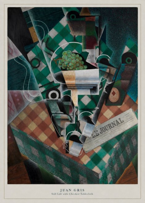 Juan Gris Still Life with Checked Tablecloth No6 - Juliste