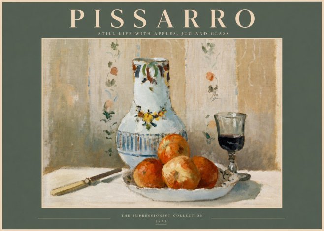 Pissarro Still Life with Apples, Jug and Glass No2 - Juliste