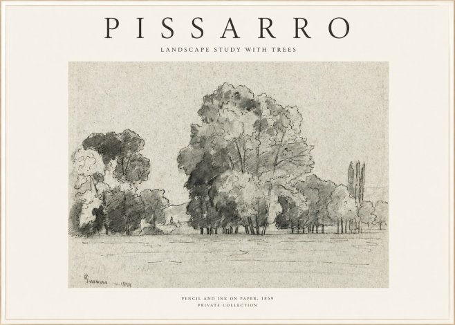 Pissarro Landscape Study with Trees No1 - Juliste