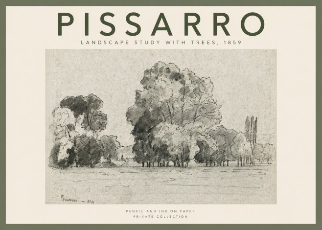 Pissarro Landscape Study with Trees No2 - Juliste