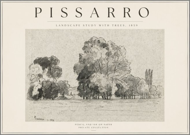 Pissarro Landscape Study with Trees No3 - Juliste