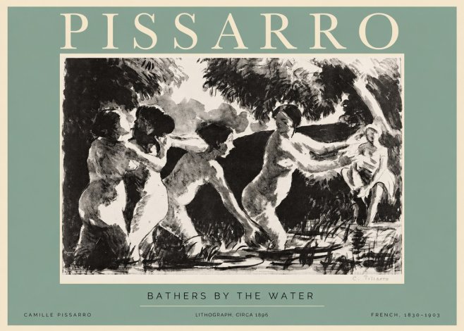 Pissarro Bathers by the Water No2 - Juliste