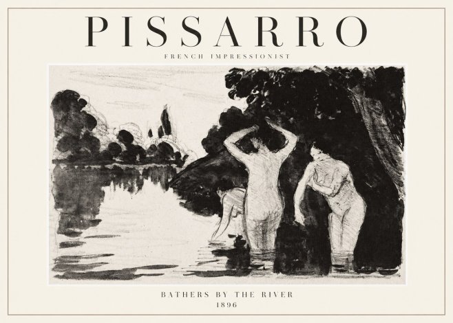 Pissarro Bathers by the River No1 - Juliste