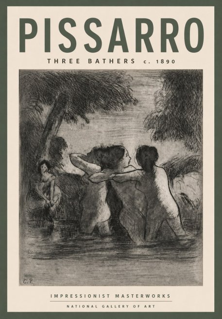 Pissarro Three Bathers No3 - Juliste
