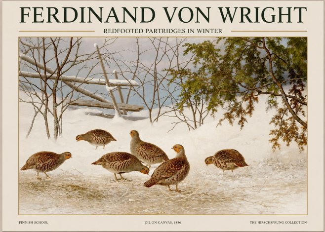 Ferdinand von Wright Redfooted Partridges in Winter No1 - Juliste