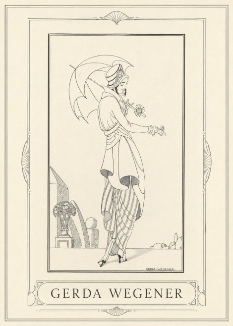 Gerda Wegener Elegant Figure with Parasol No1 - Juliste
