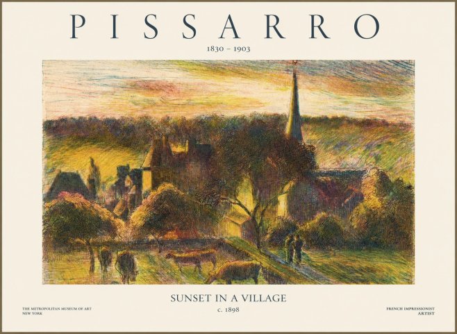 Pissarro Sunset in a Village No1 - Juliste