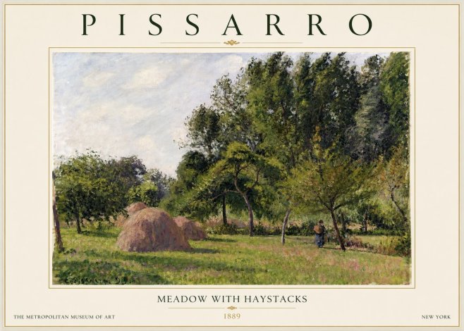 Pissarro Meadow with Haystacks No2 - Juliste