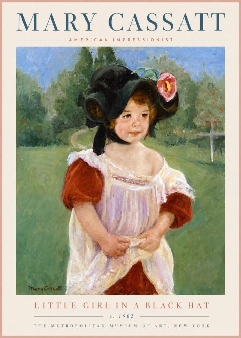 Mary Cassatt Little Girl in a Black Hat No3 - Juliste
