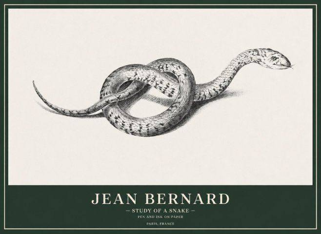 Jean Bernard Study of a Snake No1 - Juliste