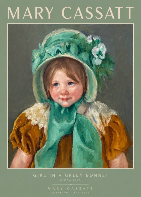 Mary Cassatt Girl in a Green Bonnet No2 - Juliste