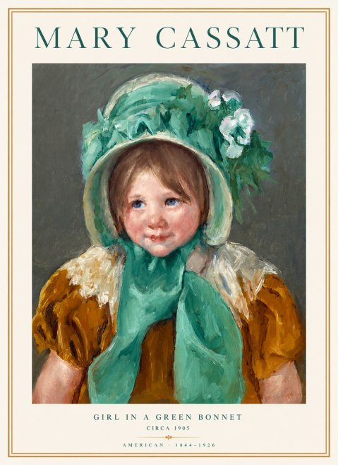 Mary Cassatt Girl in a Green Bonnet No3 - Juliste