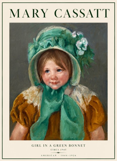 Mary Cassatt Girl in a Green Bonnet No5 - Juliste